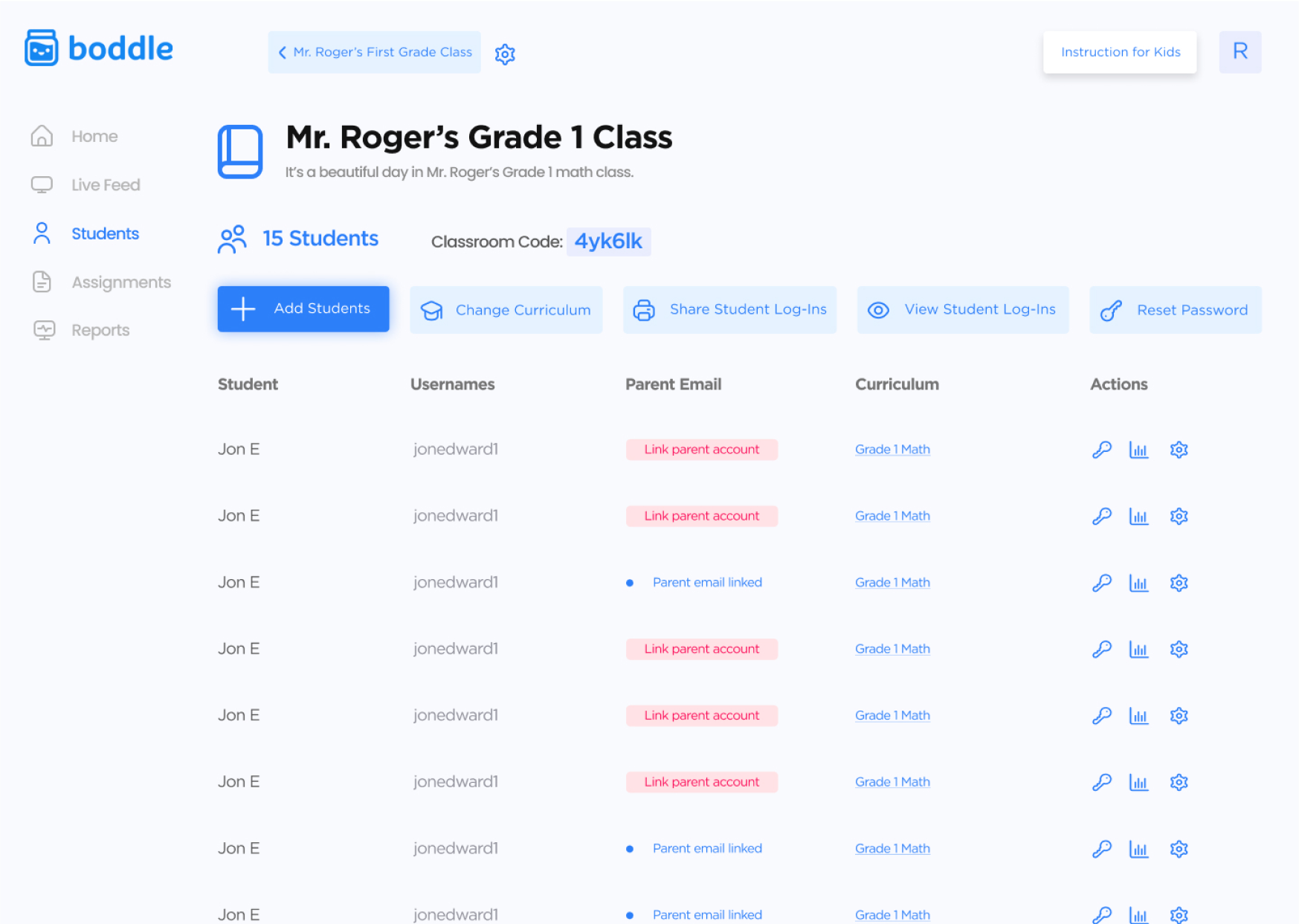 Boddle High-Fidelity Wireframe